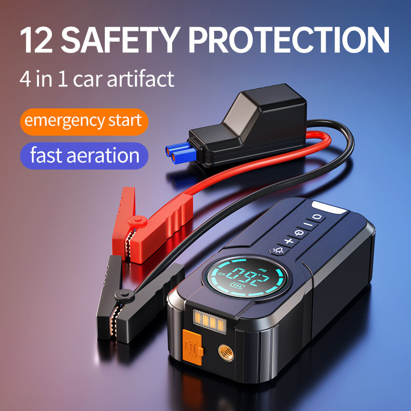 Car Jump Starter Air Pump Power Bank Lighting Portable Air Compressor 4