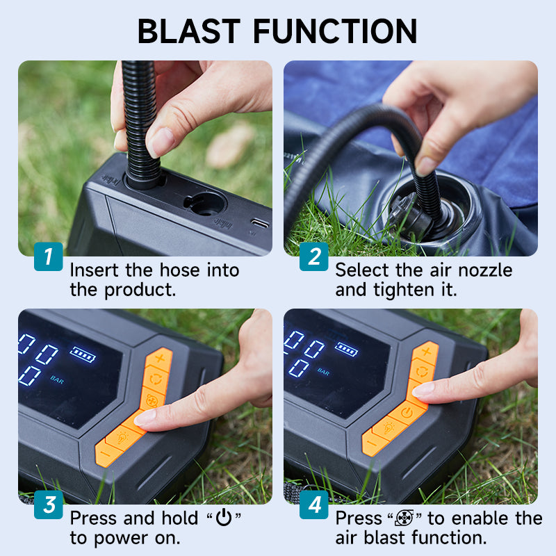 1 Jump Starter, Air Pump & Blast